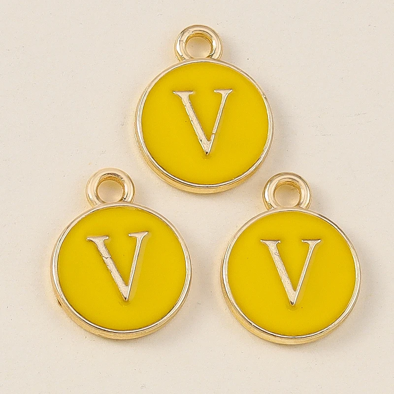 20 Stück 11x14mm Niedliche Gelbe Emaille-Alphabet-Anhänger mit 26 Buchstaben A-Z für Schmuckherstellung, DIY-Halsketten, Ohrringe und Accessoires ﻿ – Detail 24