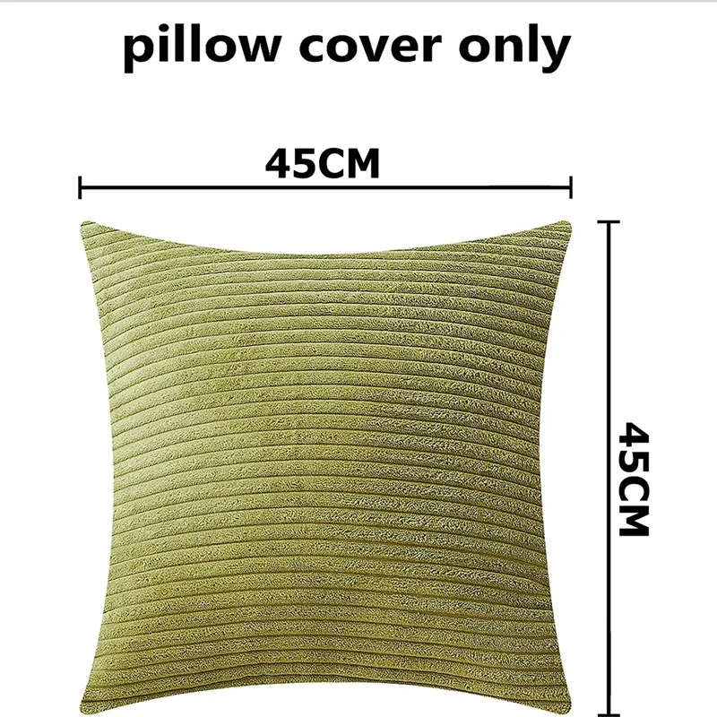 Funda de almohada decorativa de pana a rayas de maíz grande de Color sólido, funda de cojín, funda de almohada suave para sofá cama JAF010