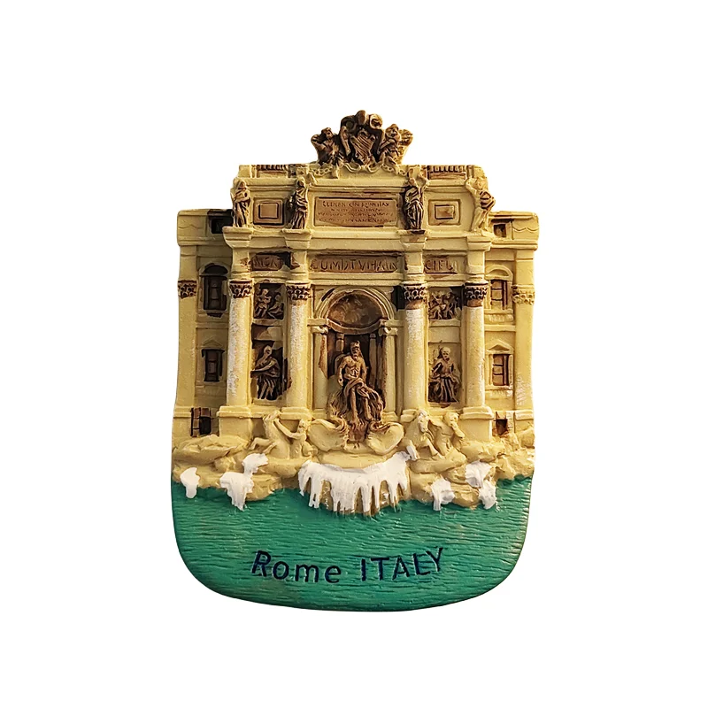 إيطاليا، روما، نافورة تريفي، مجسمة ثلاثية الأبعاد، هدايا تذكارية للسياحة، لوحة راتينج، ديكور منزلي، مغناطيس الثلاجة