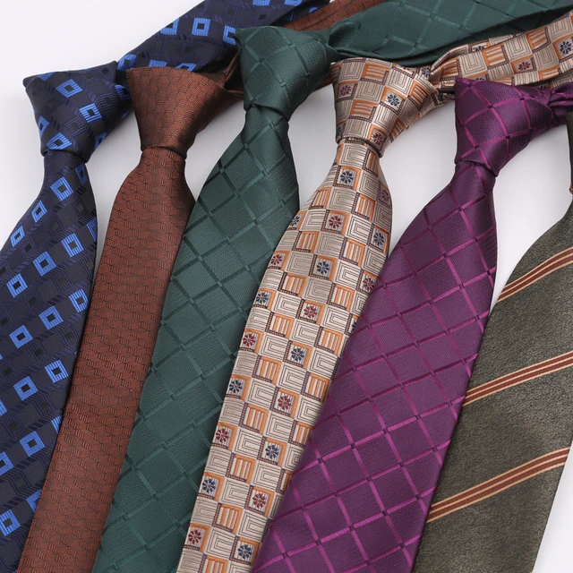 Luxury 8CM Mens Ties Necktie Solid Twill Stripes Plaids Ties For Man Groom Neck Tie For Business Party 2