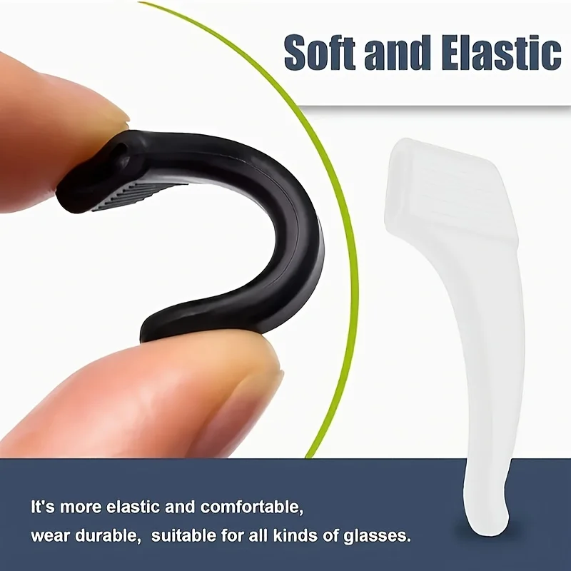 4-Piece Non-Slip Eyeglass Ear Hooks - PVC Silicone Ear Hook Holders, Elastic Ear Clip Covers, Suitable for Various Eyeglass Ear