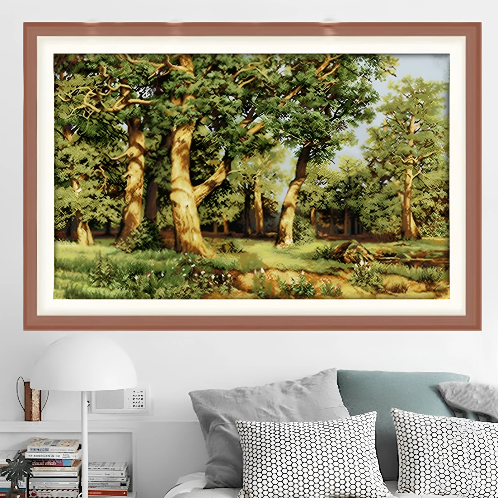 

Handmade Cross Stitch Wealth Attracting Tree Oak Forest Landscape New 2026 Living Room Thread Embroidery Cotton Fabric