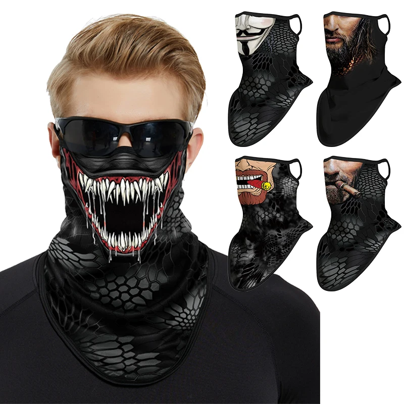 

Велосипедная маска для лица с защитой от ультрафиолета, дышащая крышка для шеи, для пешего туризма, рыбалки, быстросохнущий велосипедный треугольный шарф, 3D маска с черепом на Хэллоуин