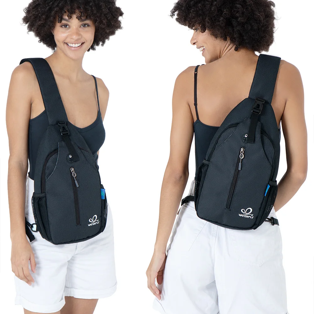 حقيبة كتف WATERFLY Crossbody حقيبة صدر Daypack حقيبة ظهر صغيرة للمشي لمسافات طويلة للرجال والنساء مع حزام كتف صديق للبشرة