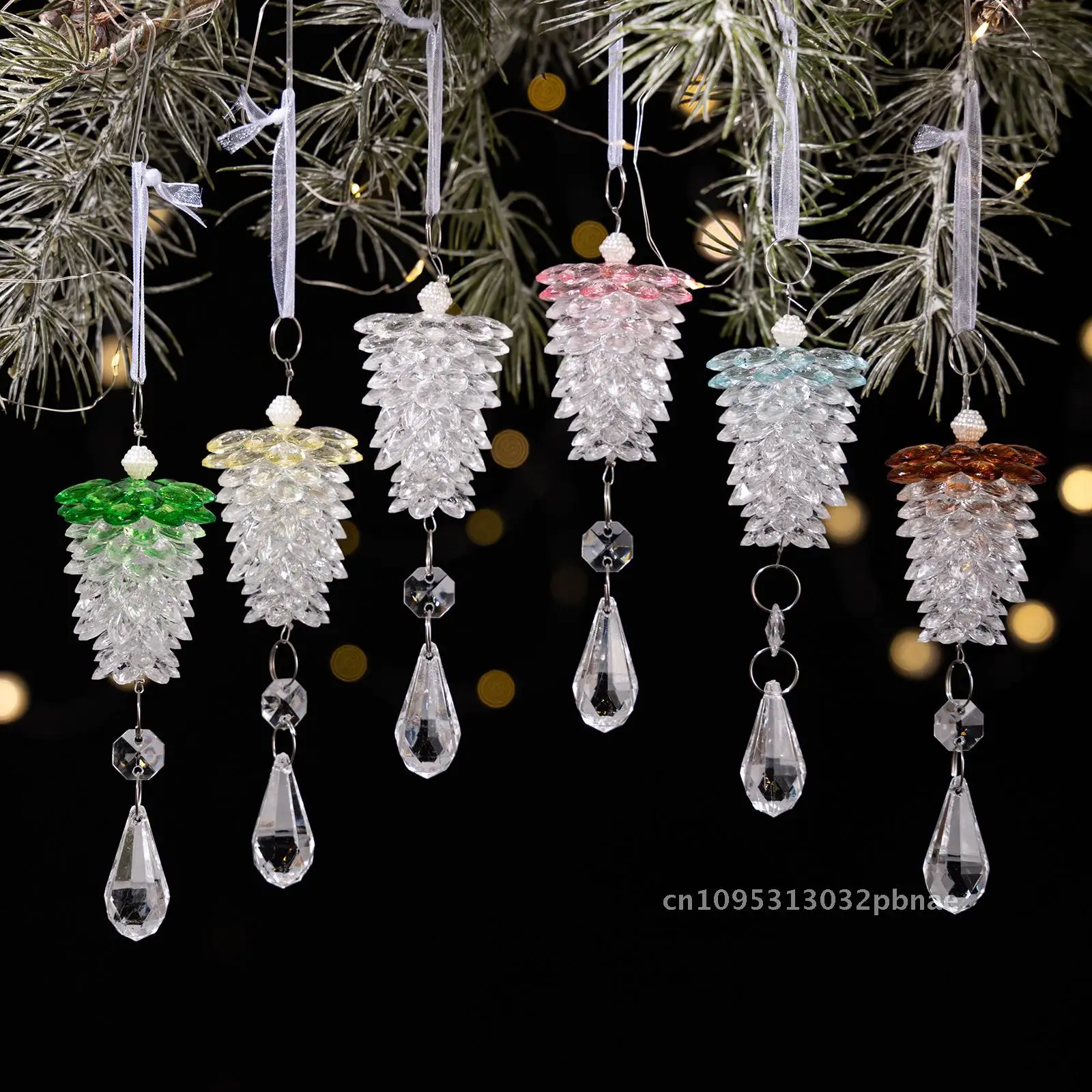 

Christmas New Decorative Acrylic Pine Cone Pendant Simulation Pine Cone Pendant Transparent Crystal Tree Hanging Ornaments