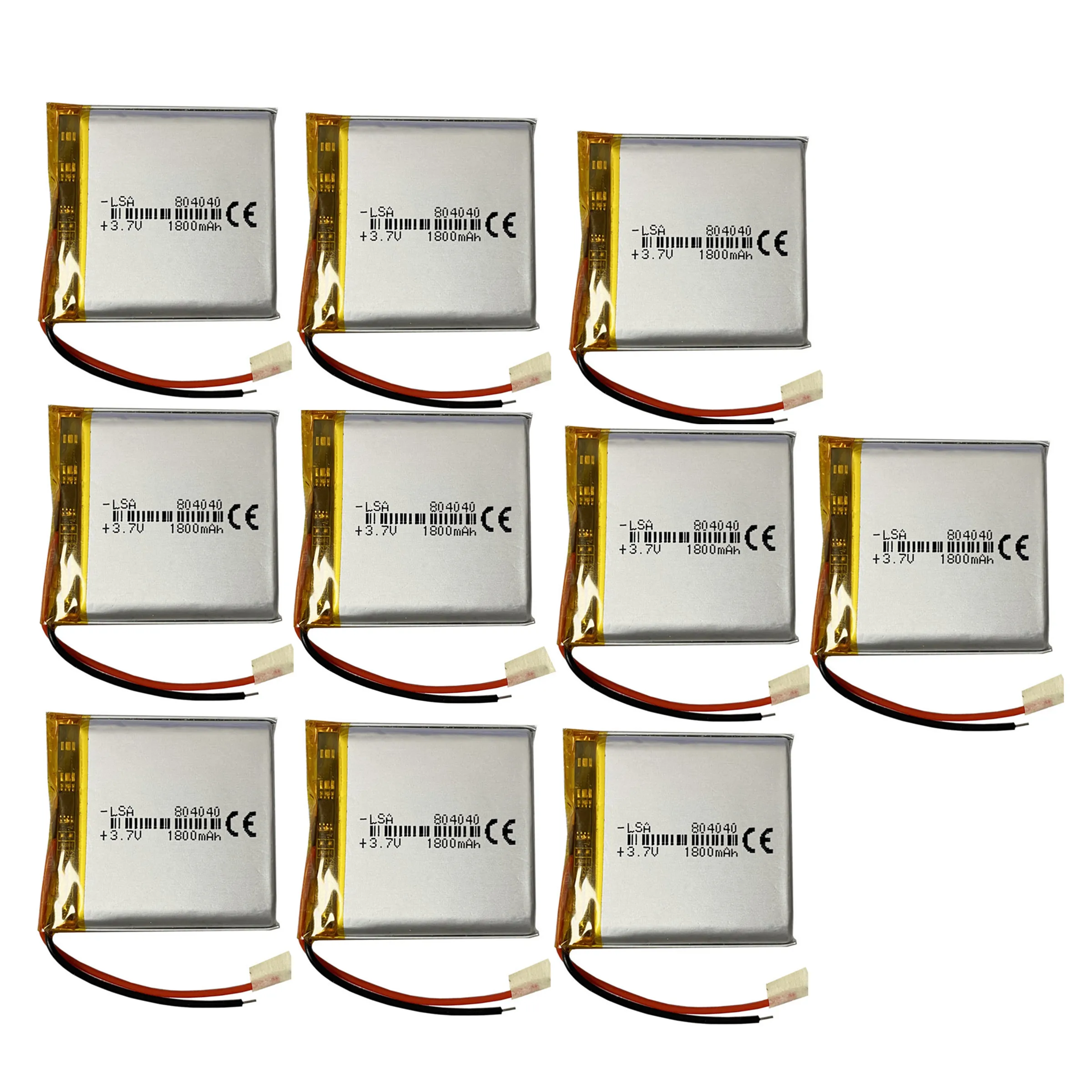 10PCS/Lot 3.7V 1800mAh 804040 Lithium Polymer Rechargeable Battery For MP3 GPS PSP Speaker DVD Video Game Driving Recorder Toys