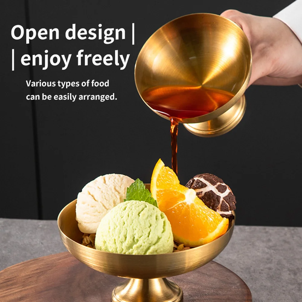ชามไอศกรีมสแตนเลส เหมาะสำหรับน้ำผลไม้และของหวาน เหมาะสำหรับของว่างในงานปาร์ตี้ จานเสิร์ฟพุดดิ้งผลไม้ในวันหยุด