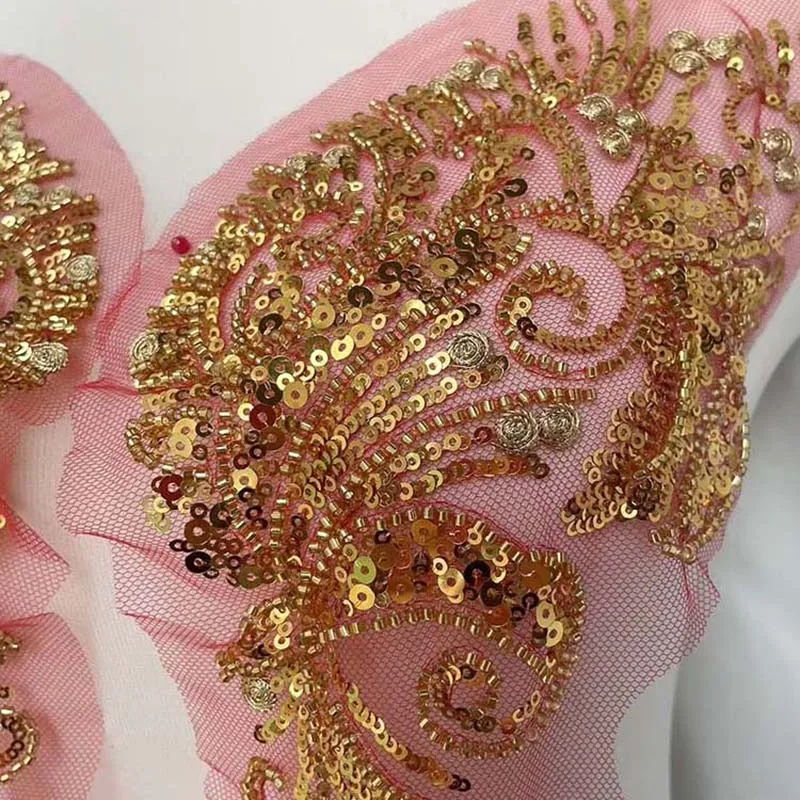 1 Paar/Perlenbesetzte Pailletten-Blumen-Applikationen, bestickte Aufnäher zum Aufnähen, DIY-Nähzubehör für Mieder, Hochzeitskleid-Dekoration – Detail 2