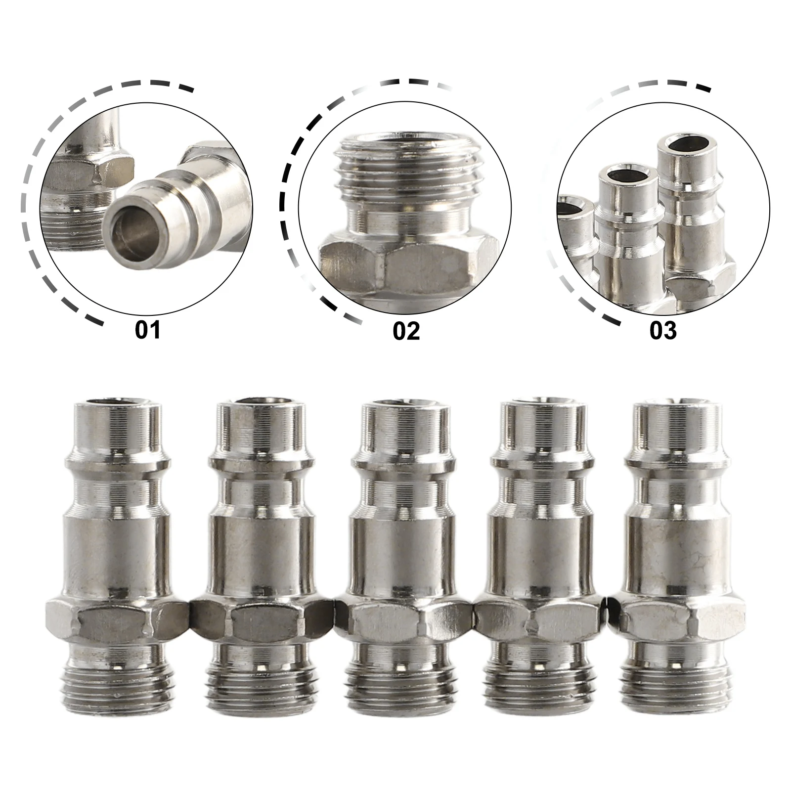 5Pcs Pneumatic Fitting European Standard EU Euro Type Quick Coupling Connector Coupler Air CompressorMale Thread Male
