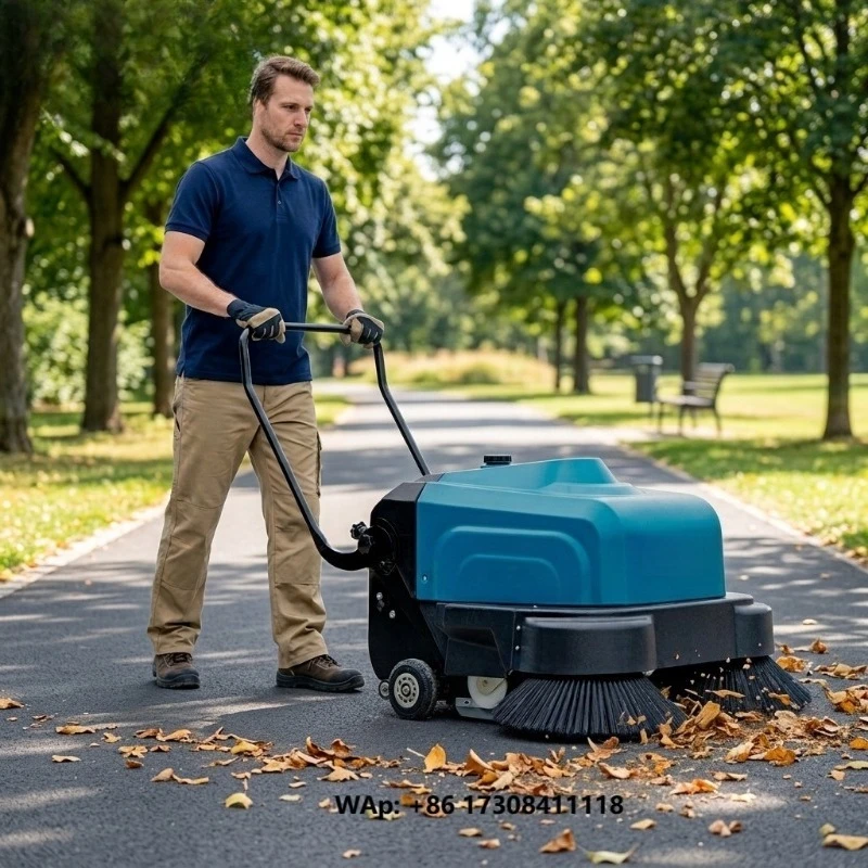 HS1000 Electric Walk-Behind Outdoor Industrial Floor Cleaning Machine Leaf Sweeper New