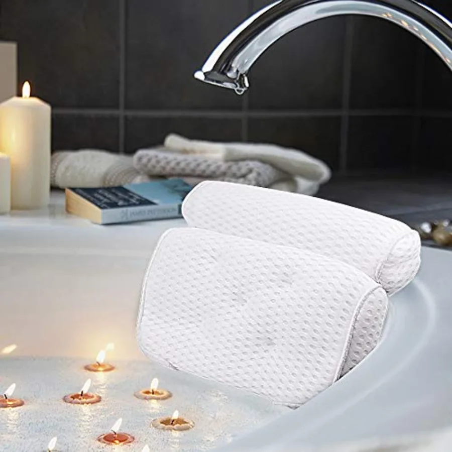 

Bath Pillow Bathtub Spa Pillow with 4D Air Mesh Technology and 7 Suction Cups Helps Support Head Back Shoulder and Neck Fits Al