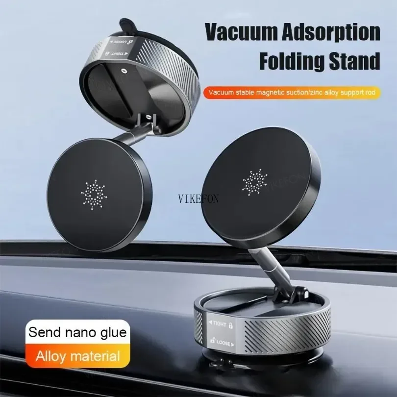 

360 Rotation Vacuum Magnetic Suction Cup Phone Car Holder For iPhone 15 14 12 13 16 Electric Vacuum Folding Swivel Stand