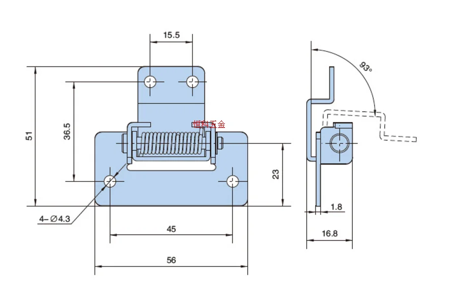 Spring door with 90 degree positioning with rebound elastic hinge automatic return reset hinge 3pcs