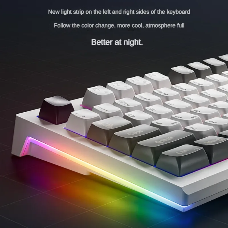 Imagem -03 - Conjunto de Teclado com Fio Rgb Bluetooth sem Fio Modo Dual Botão Multifuncional Escritório Sensação Mecânica Acessórios Laptop Ewen-v87