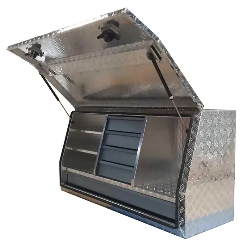Waterproof alumina surface-treated Ute toolbox with full-side opening for custom sheet metal processing of pickup trucks