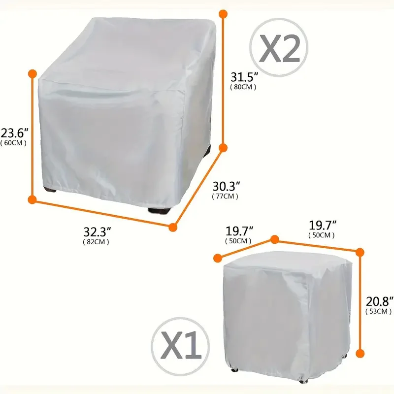 Patio Furniture Cover Set Chair Table Tea Table Waterproof UV Resistant Dustproof Outdoor Protective Cover