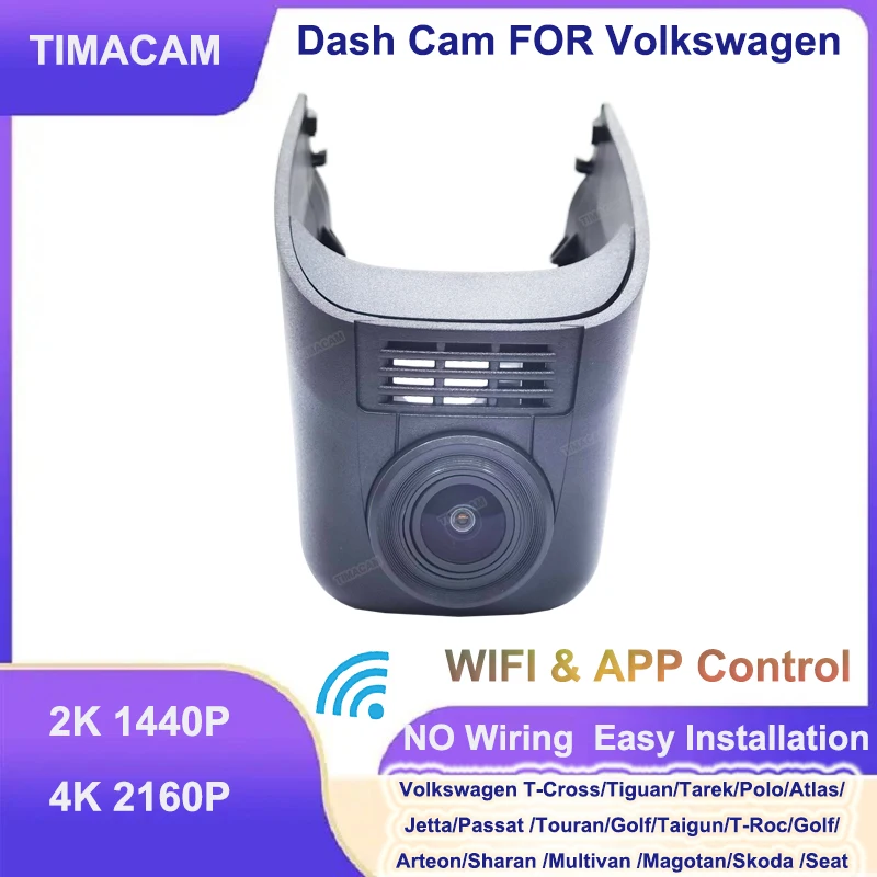 TIMACAM For Volkswagen Tiguan Tarek Atlas Polo Passat Touran Taigun Golf Arteon Sharan Arteon Multivan Skoda 2K 4K Wifi Dash Cam