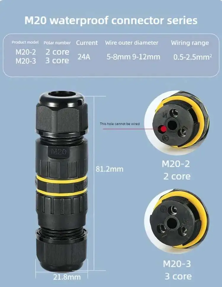 IP68 Wasserdichte Klemmenblöcke Outdoor Regenfeste Drahtverbinder Lötfreie LED-Lampen Elektrische Kabelverbindungen Schnellverbinder – Detail 8