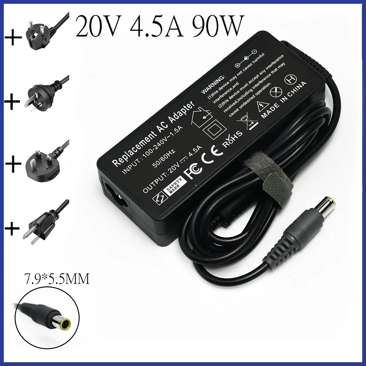 

20V 4.5A 90W 7.9*5.5mm 8 Pin AC Laptop Adapter For Lenovo T6 R6 Z6 X6 X200 X300 3000 C100 T60 E125 E430 E530 E4 Notebook Charger