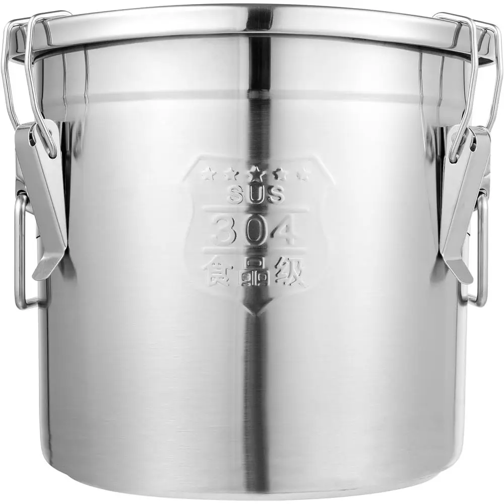 

12L Stainless Steel Airtight Double Seal Storage Bucket, Portable Multifunctional Food Container for Cereal, Flour, Sugar, and C