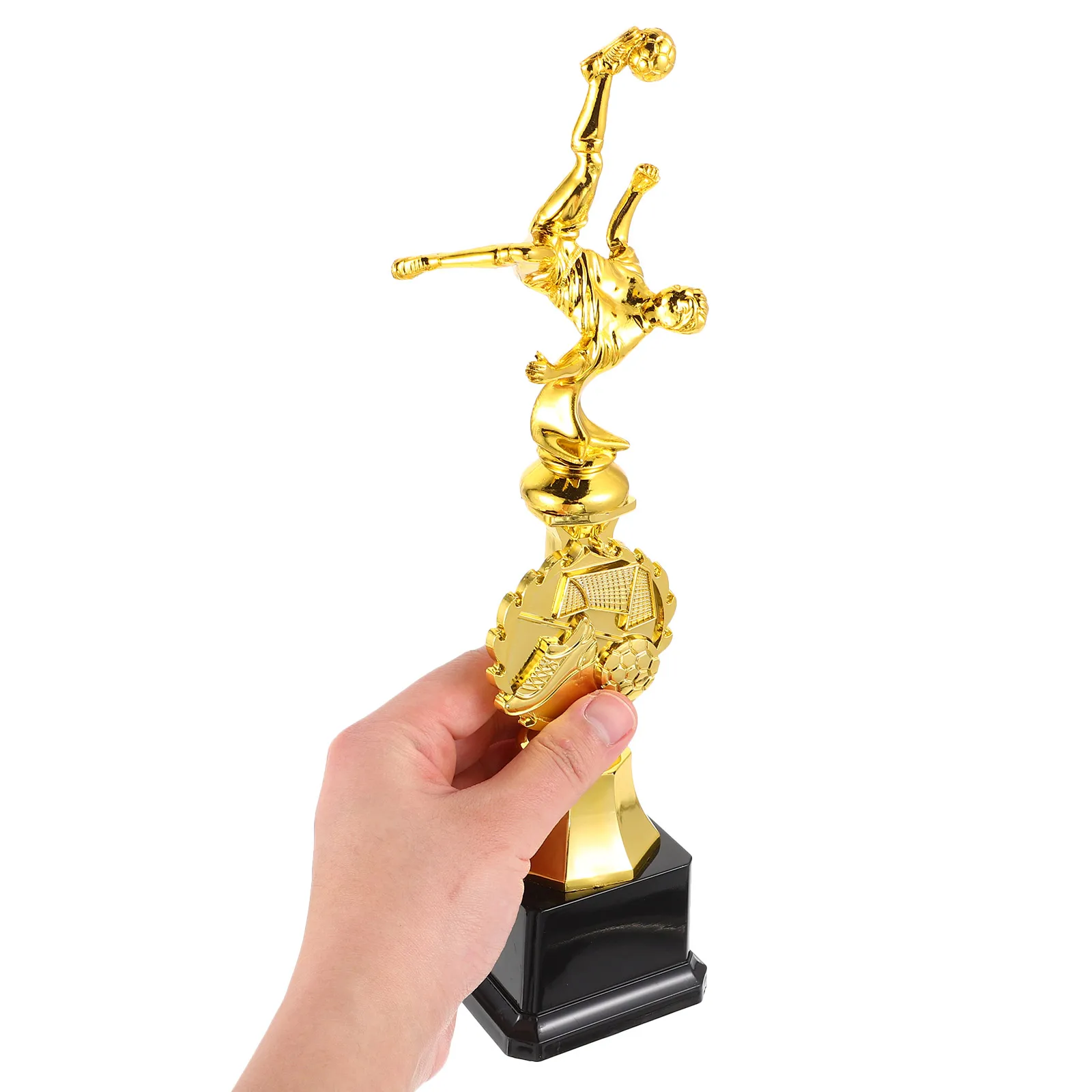 

Football Trophy Cup Plastic Durable Lightweight Golden Award School Company Competitions Elegant Design Recognition Achievement