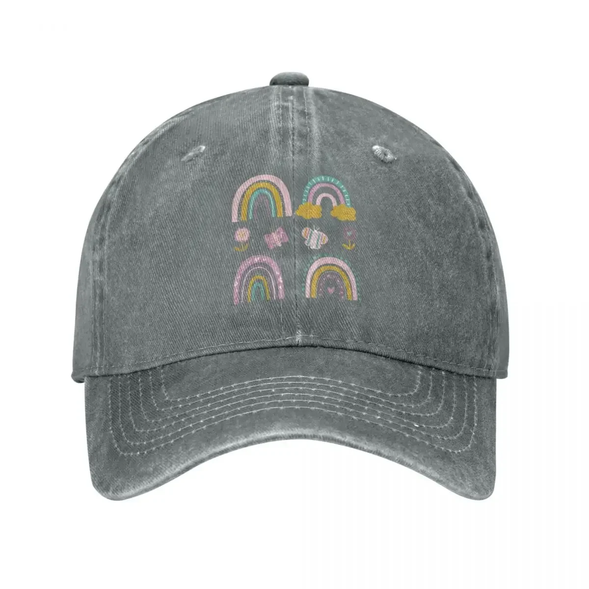 Pastel Rainbows Butterflies and Flowers Cap Cowboy Hat uv protection solar hat hat Women's cap Men's