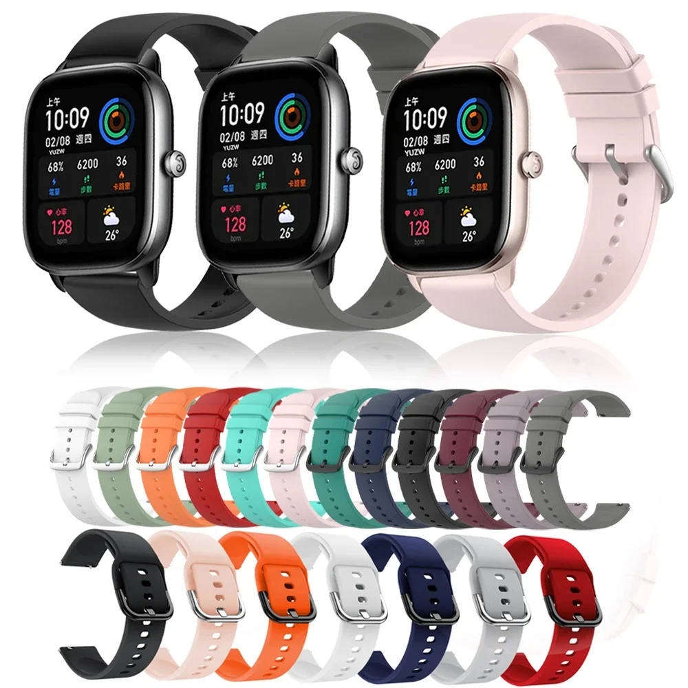 For Amazfit Bip 3 Pro/S Lite/U Pro/GTR 42mm Correa 20mm Silicone Band Strap For Amazfit GTS 4 Mini/2 2E 3 Wristband Bracelet