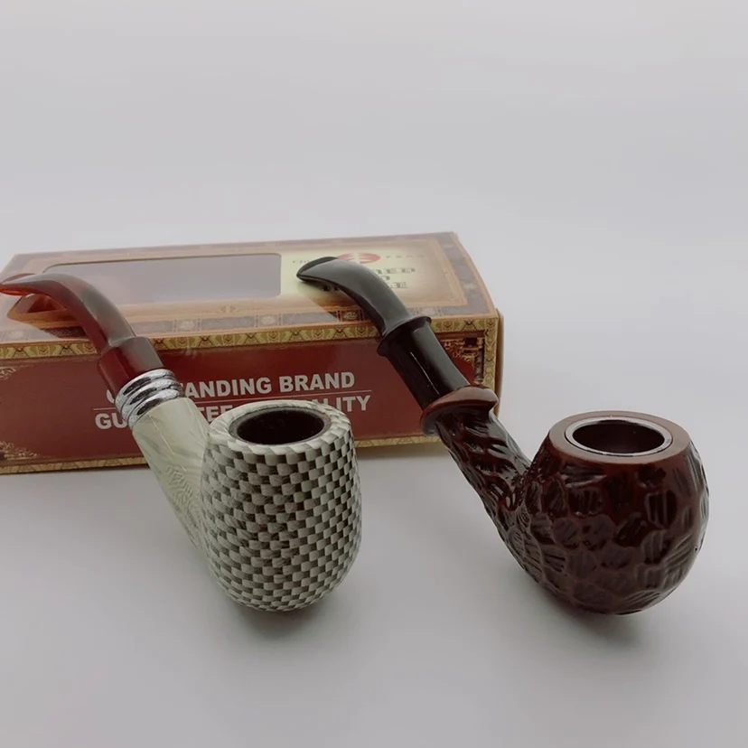 Solid Wood Resin Smoking Pipe Circulating Clean Bend Pipe Cigarette Filter Herb Grinder Handheld Cigar Tobacco Pipe Gifts