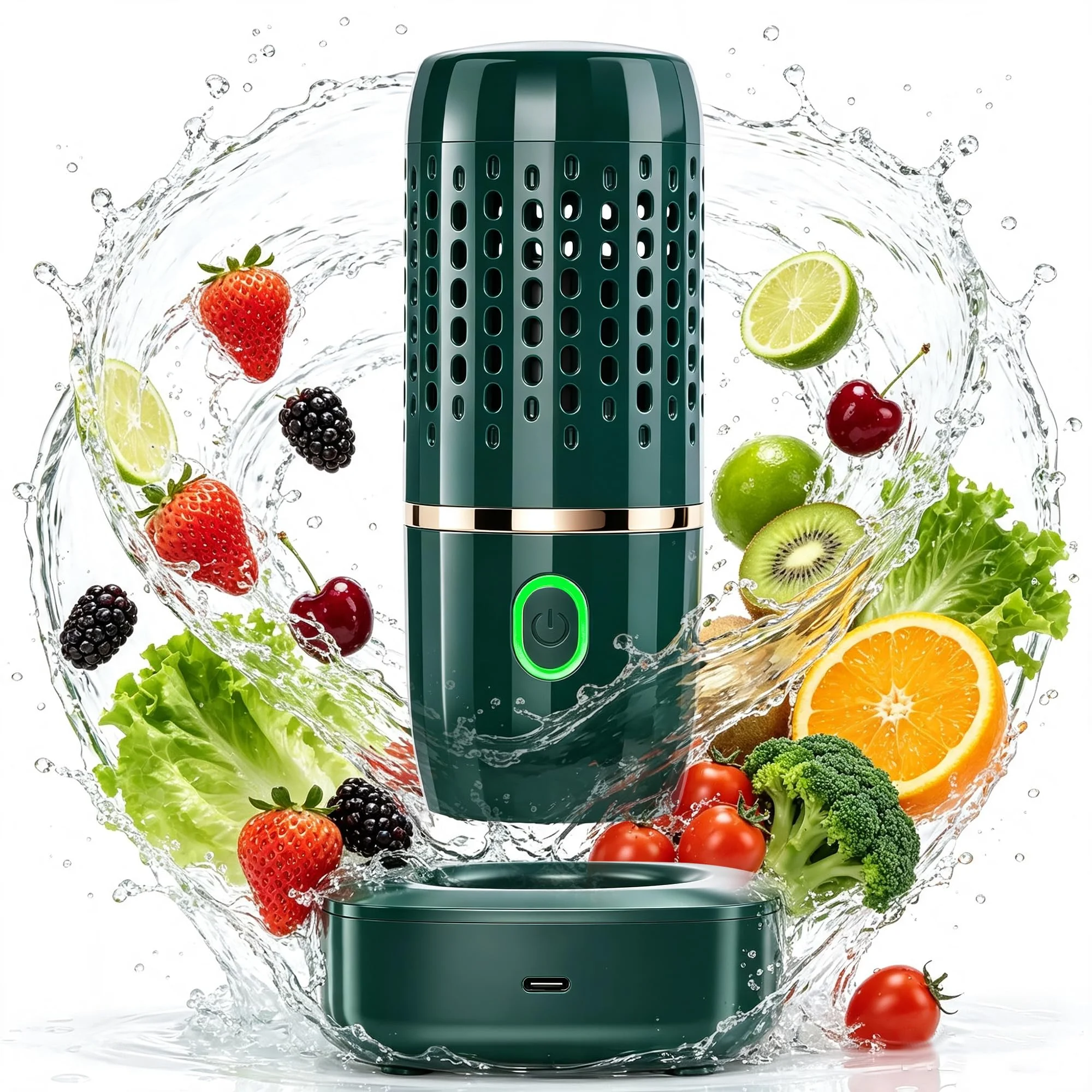 Purepod Produce Cleaner Vegetable and Fruit Cleaner with Oh-Ion Technology IPX7 Waterproof Wireless Food Purifier Washing Device