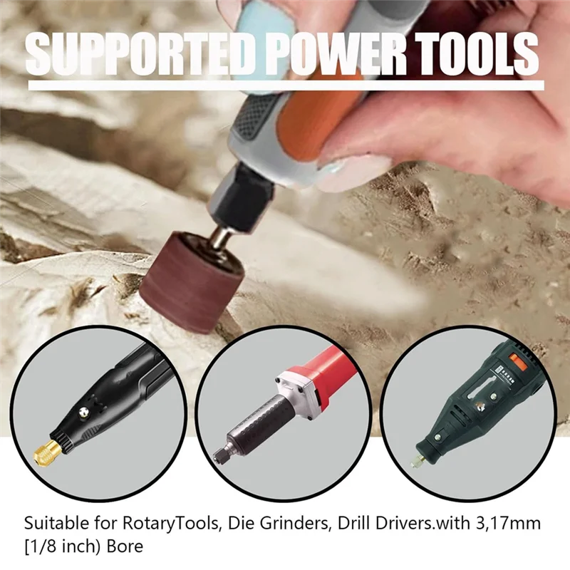 ABVA-For Rotary Tool Set Compatible Sanding Drums 132 PCS Drum Sander Aluminum Oxide 120 Grit 120Pcs Sanding Sleeves