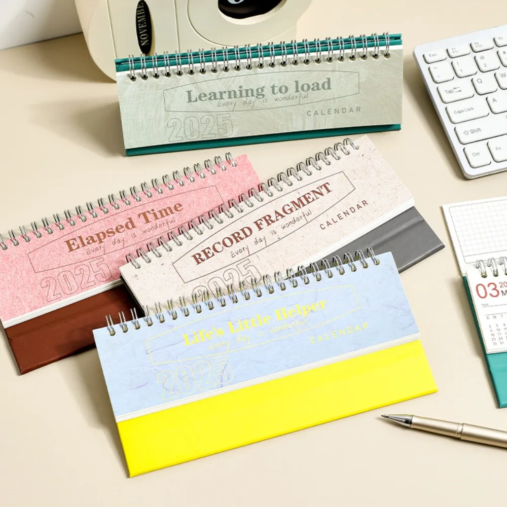 2Pcs Retro Color Cover 2025 Planning Desk Calendar Comprehensive Retro Weekly Agenda Planner Table Detailed Colorful