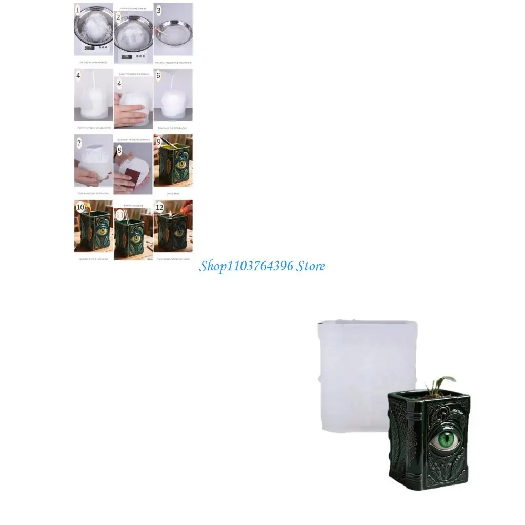 

Creative Eye Book Pattern Silicone Planter Mould Flowerpot Moulds for Resin Jewelry Crafting and Succulents Decorations