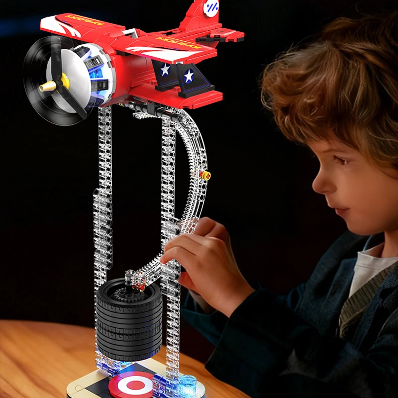 

IN STOCK Creativity Technical Gravity Swing Plane Building Blocks Gladiator Biplane Bricks Model Toys for Boys Birthday Gift Set