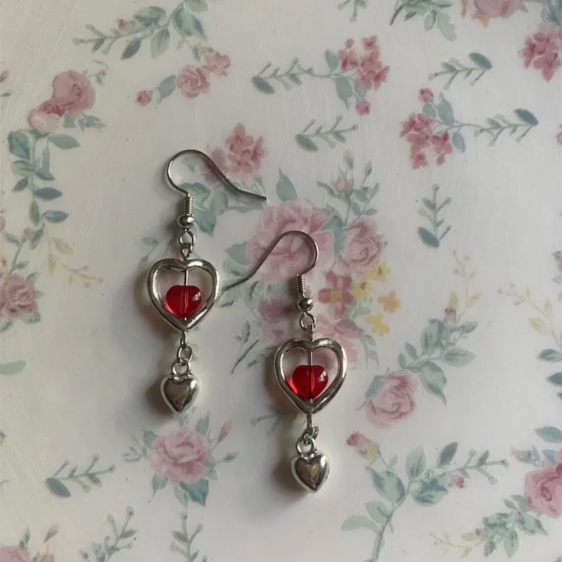 attaboy | red heart dangle earrings