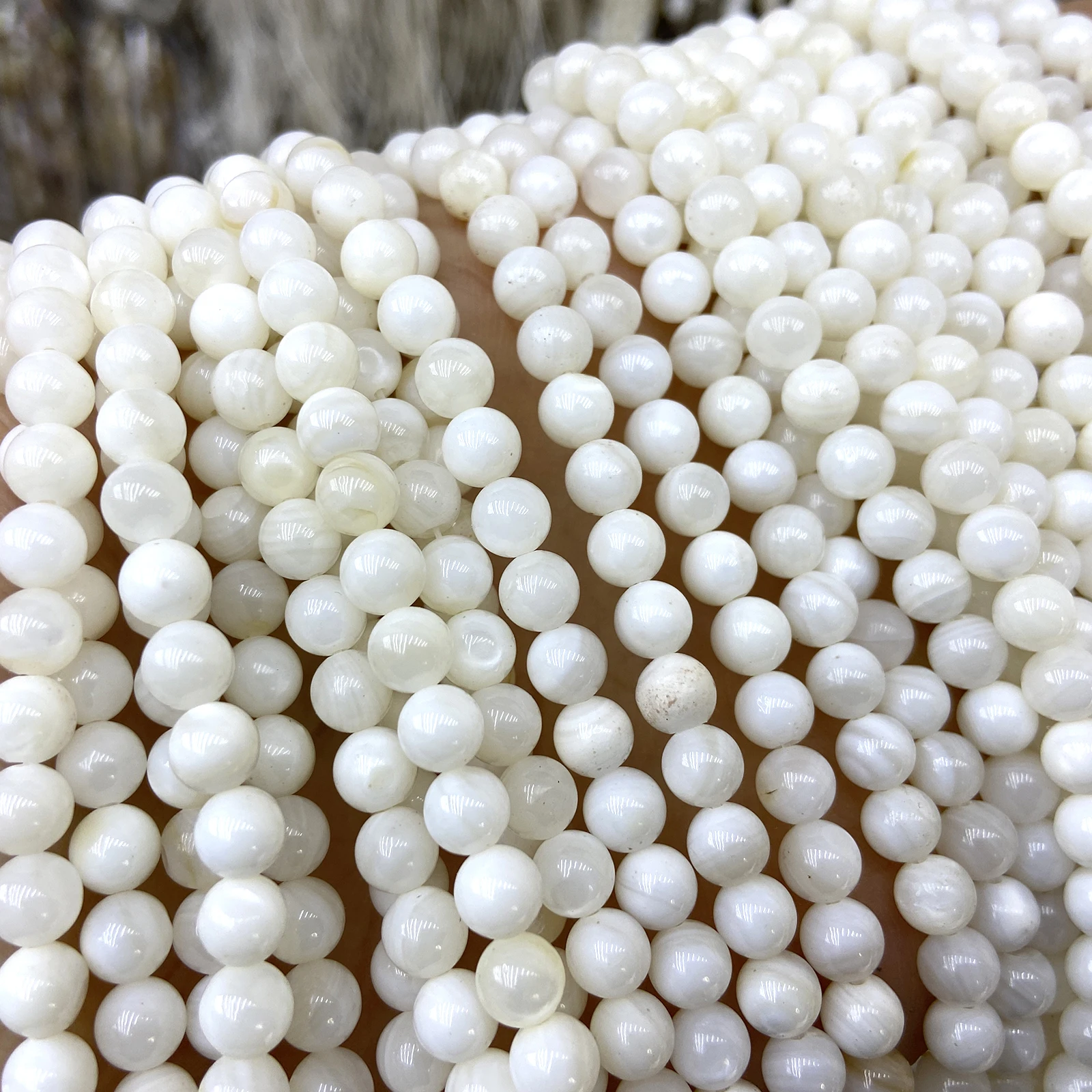 Natural Stripe White Shell Bead 2/3/4/5/6mm Small Faceted Round Loose Beads for Jewelry Making Diy Bracelets Necklaces 15''