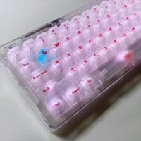 White Red Haze Translucent Cherry Profile Keycaps Full Set for 60% 64 68 72 75 84 87 100% Layouts MX Switch Mechanical Keyboard