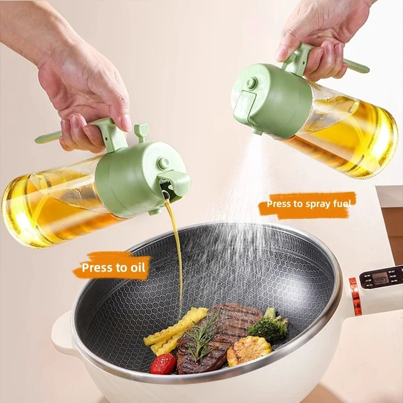 2 In 1 Glass Oil Spray Bottle with Pour Spout - Dual - purpose for Olive Oil, Soy Sauce - Camping, Bbq, Baking & Picnic Tool