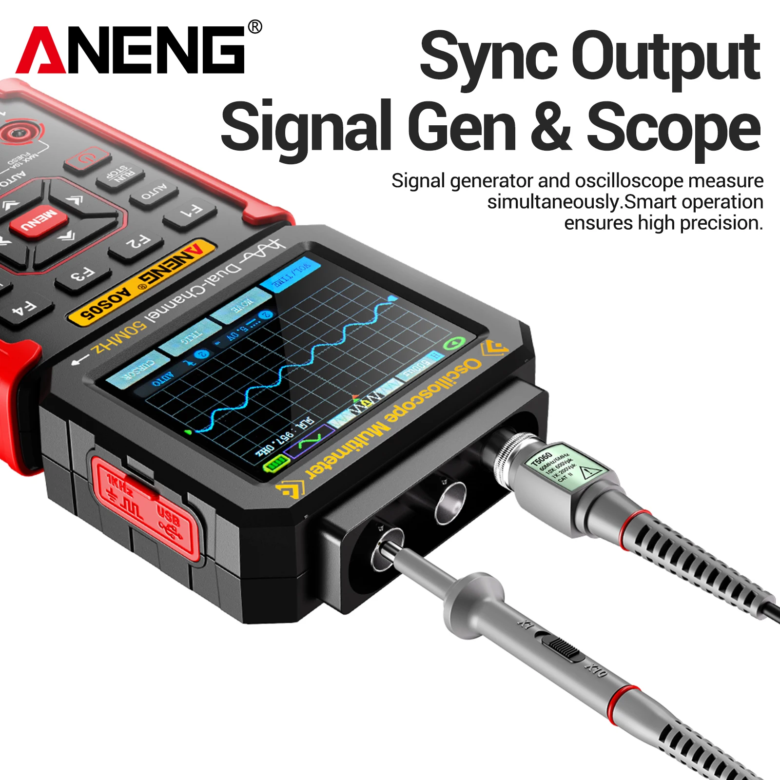 ANENG AOS04 2in1 High Precision 50MSs Sampling Rate 10MHz Bandwidth True RMS NCV Test TypeC Portable for Electronic Maintenance