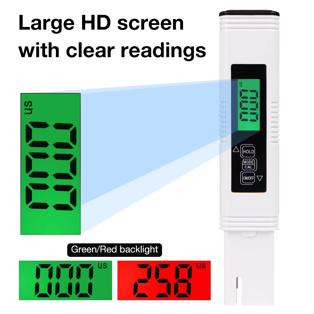 Portable TDS EC Meter 4 in 1 Water Tester with ℃ ℉ Display ATC Water Quality Monitor Pocket Test Pen for Pool Water Aquarium