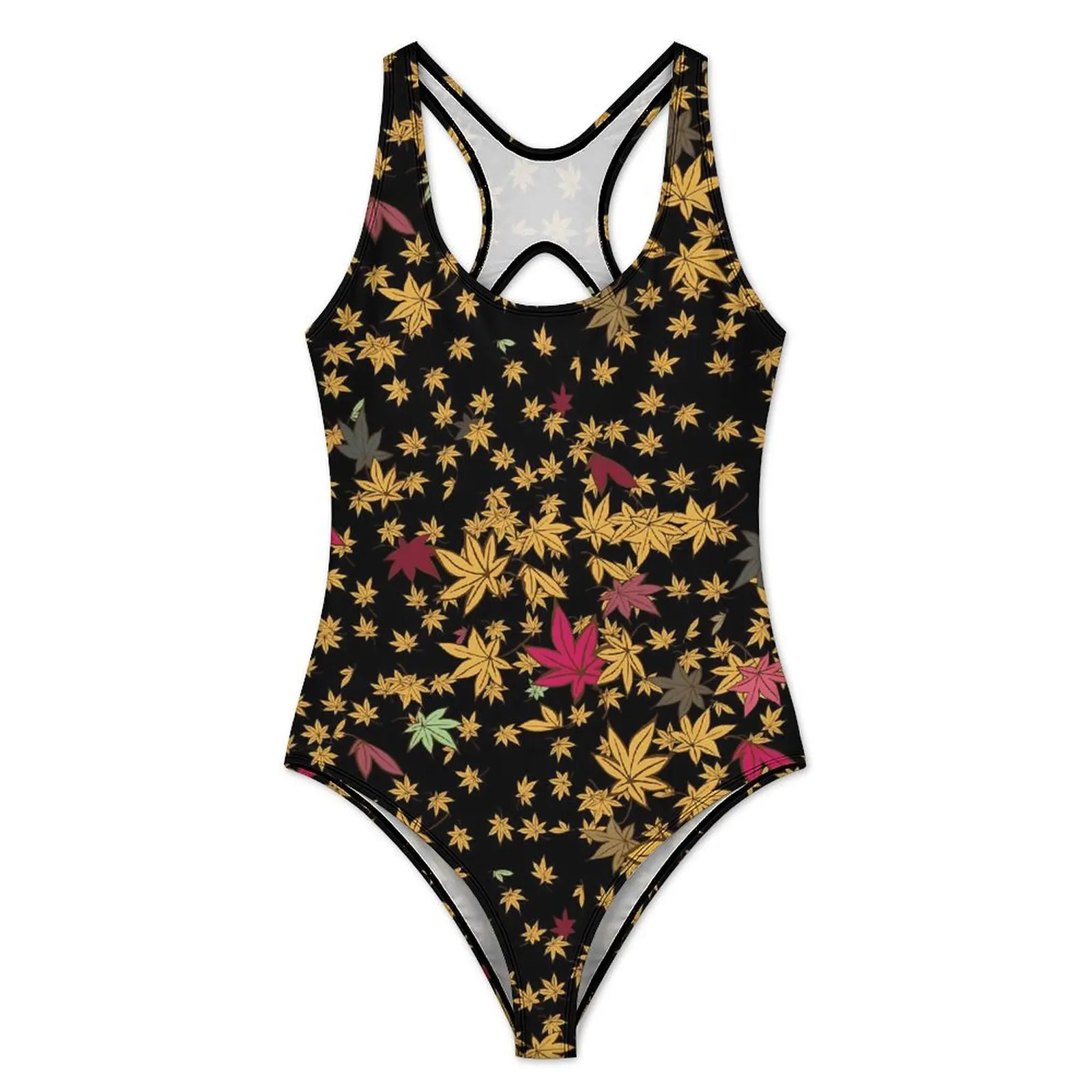 Leaf Print Swimsuit Colorful Dots One-Piece Swimwear Push Up Elegant Bathing Suits Sexy Holiday Pool Design Bodysuit