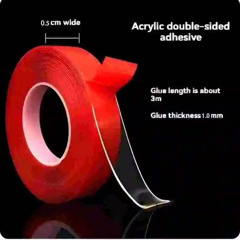 2pc Ultra Thin Transparent Red Film Double Sided Tape With HighTemperature Resistance No Marks Waterproof Adhesion Strong Adhes image 6