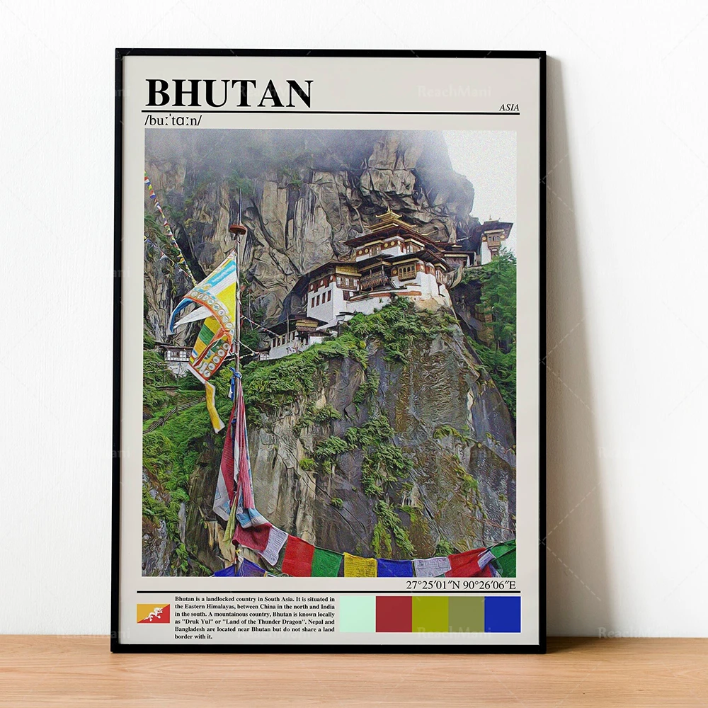 Bhutan, Cambodia, China, Kuwait, Taj Mahal, India, Indonesia, Tehran, Iran, Iraq, Israel, Tokyo Japan, Brunei travel art poster