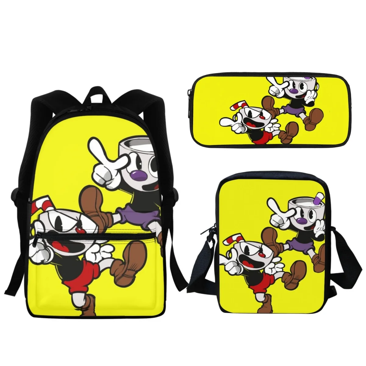 Mochilas Bonito Cuphead Mughead Anime Design Jardim de Infância Moda Mochila Meninos Meninas Criança Bookbags Pequena Satchel Lápis Case