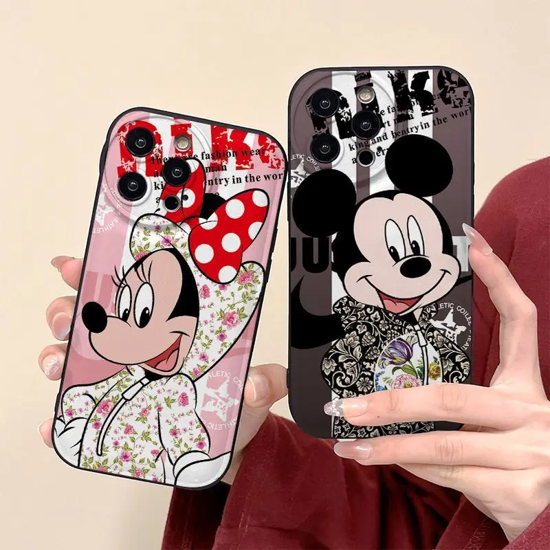 Mickey Mouse Minnie Mouse Hoodies Retro flowers Anime Phone Case For iPhone 14 13 12 11 Pro Max Xr X 7 8 14 Plus Case Cute Cover