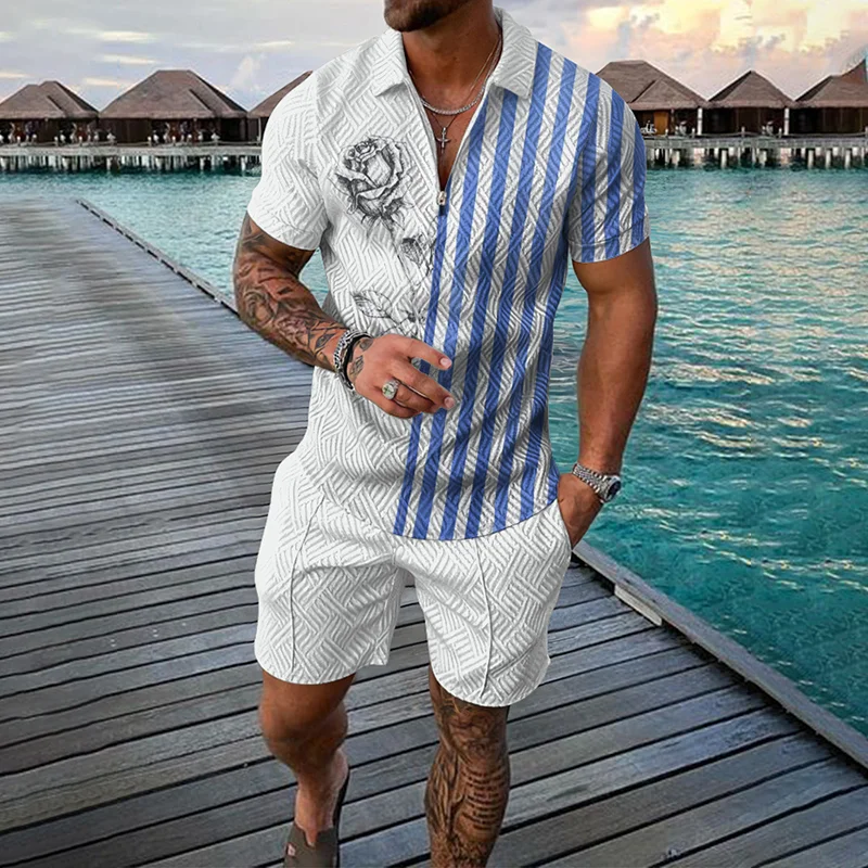 Men 3D Printing Polo Shirt Suit Short Sleeve Tracksuit Outfits Vacation Golf Lapel Shirt Summer 2025 Clothing Oversize