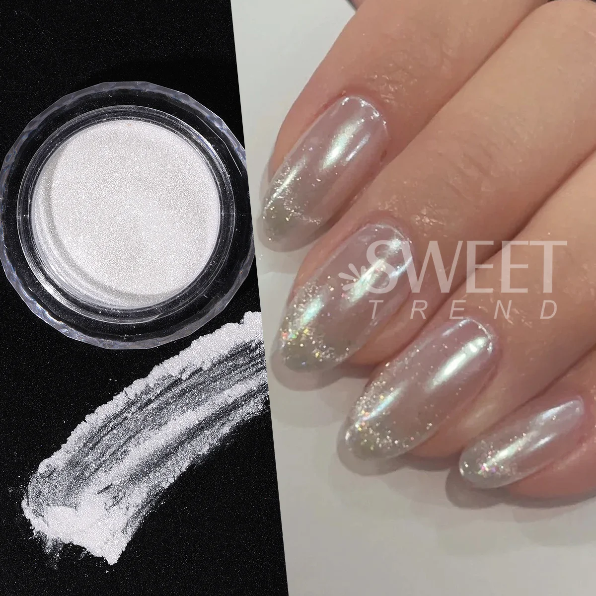 Water Glossy White Nail Chrome Powder Elegant Moonlight Fine Rubbing Dust DIY Charm Gentle Style Wedding Decor Manicure Pigment