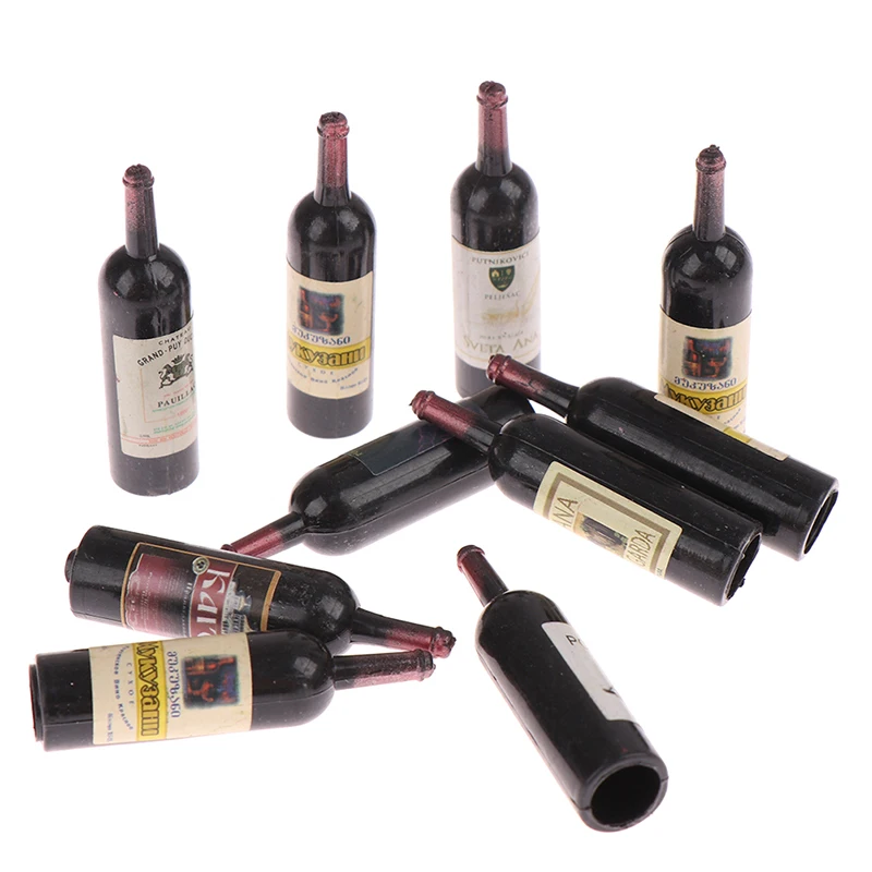 10Pcs 1/12 Dollhouse Miniature Mini Wine Bottle Set With Box Simulation Drinks Model Toys For Doll House Decoration Accessories