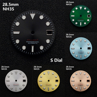 28.5mm S Logo Professional Dial Fit NH35/NH36/4R36 Movement C3 Green Luminous Sunburst Dial Watch Modification Accessories