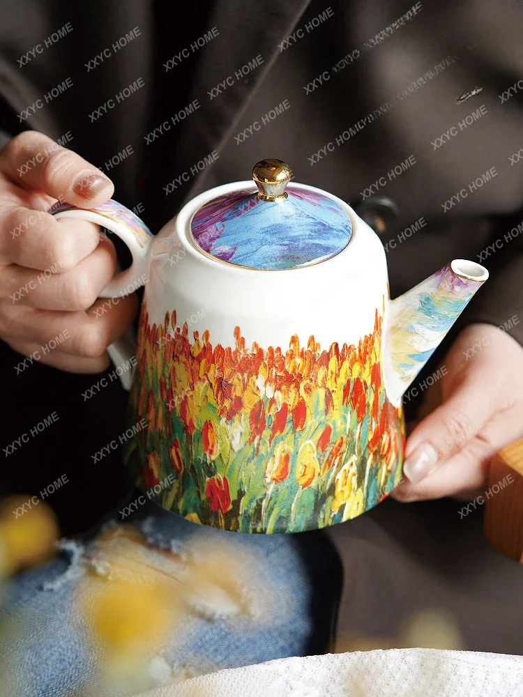 

Набор для послеобеденного чая, керамическая кофейная чашка, европейский роскошный кофейник, тарелка Dim Sum, набор посуды, изысканная подарочная коробка