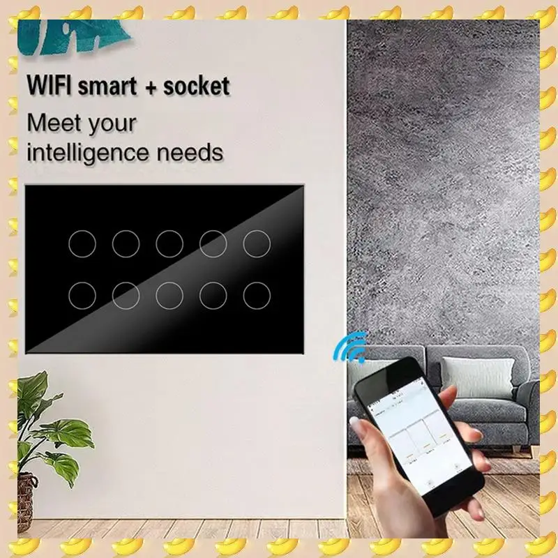 

WIFI Smart Touch Light Wall Switch Interruptor Glass Panel 10 Gang Tuya Smart Life For Alexa Google Home Easy Install White